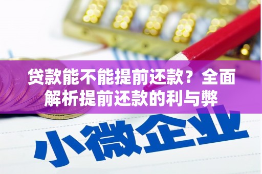 延长贷款能不能提前还款？全面解析提前还款的利与弊