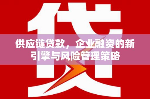 延长供应链贷款，企业融资的新引擎与风险管理策略
